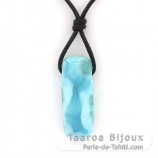 Leather Necklace and 1 Larimar - 31 x 12 x 8 mm - 6.5 gr