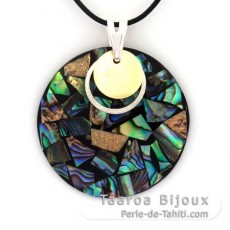 Abalone and Australian Mother-of-Pearl Silver Pendant - Leather Necklace