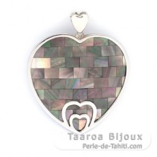 Tahitian & White Mother-of-Pearl Pendant and Rhodiated Sterling Silver