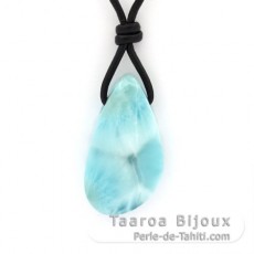 Leather Necklace and 1 Larimar - 31 x 17 x 9 mm - 8.2 gr