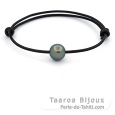 Leather Bracelet and 1 Tahitian Pearl Round C 10.2 mm