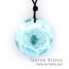Leather Necklace and 1 Larimar - 31 x 11 mm - 19 gr