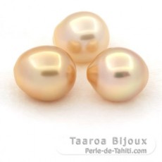 Lot of 3 Australian Pearls Semi-Baroque C from 12 to 12.4 mm