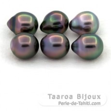 Lot of 6 Tahitian Pearls Semi-Baroque B from 8.7 to 8.9 mm