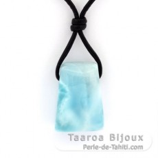 Leather Necklace and 1 Larimar - 25 x 18 x 10 mm - 9.3 gr