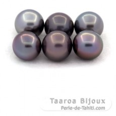 Lot of 6 Tahitian Pearls Round and Near-Round C from 9.2 to 9.4 mm