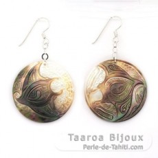 Rhodiated Sterling Silver Earrings and Tahitian Mother-of-Pearl