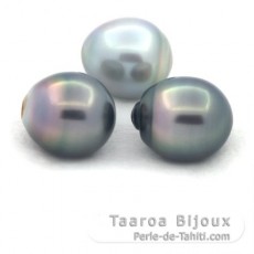 Lot of 3 Tahitian Pearls Semi-Baroque C from 12 to 12.1 mm