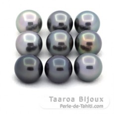 Lot of 9 Tahitian Pearls Round C from 10.6 to 10.9 mm