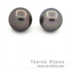 Lot of 2 Tahitian Pearls Round C/D 12.8 mm