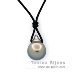 Leather Necklace and 1 Tahitian Pearl Semi-Baroque A 11 mm
