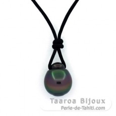 Leather Necklace and 1 Tahitian Pearl Semi-Baroque B 10.4 mm