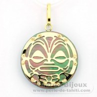 18K Gold and Tahitian Mother-of-Pearl Pendant - Diameter = 21 mm - Mana