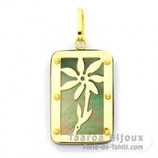 18K Gold and Tahitian Mother-of-Pearl Pendant - Dimensions = 24 X 16 mm - Tiaré