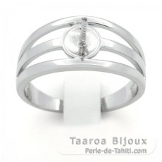 Rhodiated Sterling Silver Ring for 1 Pearl from 8 to 11 mm