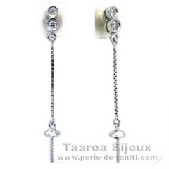 Earrings for pearls from 8 to 9.5 mm - Rhodiated Silver .925