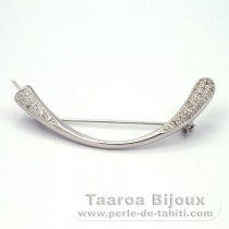Rhodiated Sterling Silver Brooch for 1 Pearl from 9.5 to 12 mm