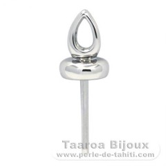 Rhodiated Sterling Silver Pendant for 1 Pearl from 12 to 18 mm