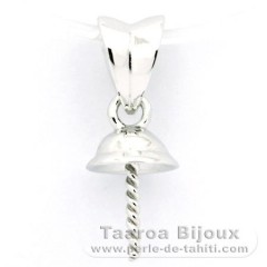 Rhodiated Sterling Silver Pendant for 1 Pearl from 9 to 16 mm