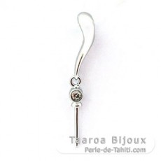 Rhodiated Sterling Silver Pendant for 1 Pearl from 10.5 to 14 mm