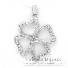Rhodiated Sterling Silver Pendant for 1 Pearl from 8 to 9.5 mm