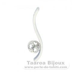 Rhodiated Sterling Silver Pendant for 1 Pearl from 6 to 8 mm