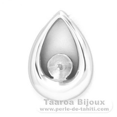Rhodiated Sterling Silver Pendant for 1 Pearl from 8.5 to 10 mm