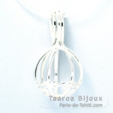 Rhodiated Sterling Silver Pendant for 1 Pearl from 9 to 10 mm