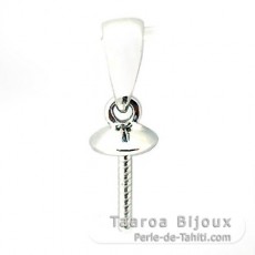 18K Solid White Gold Pendant for 1 Pearl from 10 to 15 mm