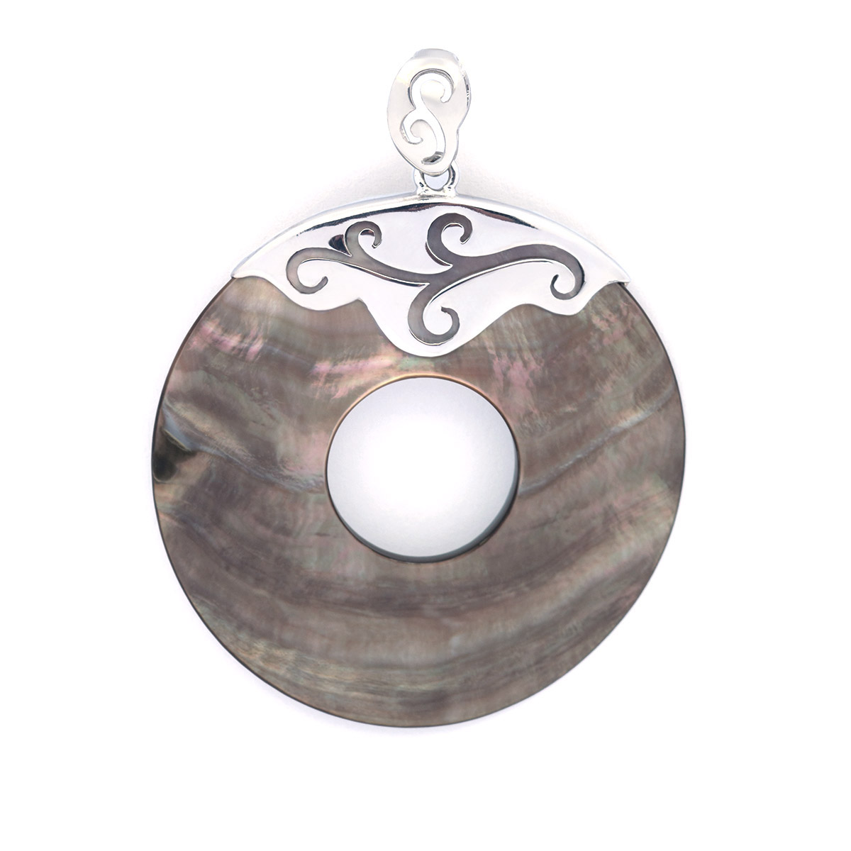 Tahitian Mother-of-Pearl Pendant and Rhodiated Sterling Silver