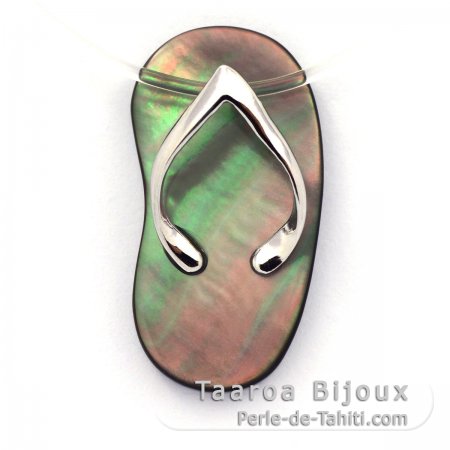 Mother-of-Pearl and Rhodiated Sterling Silver sandal pendant
