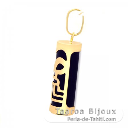 18K Gold Pendant and Black Agate - 17 mm - Abundance