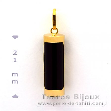 18K Gold Pendant and Black Agate - 21 mm - Health
