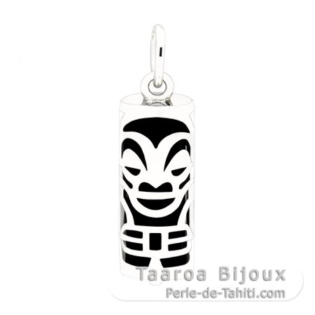 Silver and Black Agate Tiki - 17 mm - Health