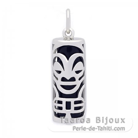 Silver and Black Agate Tiki - 21 mm - Health