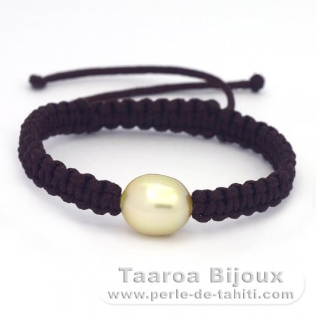 Nylon Bracelet and 1 Australian Pearl Semi-Baroque B 10.8 mm