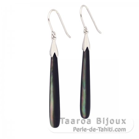 Rhodiated Sterling Silver Earrings and Tahitian Mother-of-Pearl