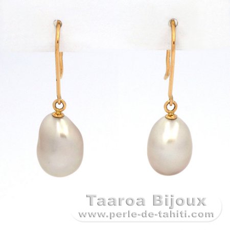 18K Gold Earrings and 2 Tahitian Keishis