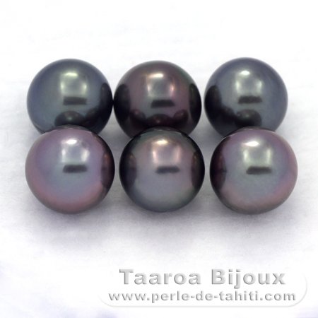 Lot of 6 Tahitian Pearls Round C from 8.5 to 8.8 mm