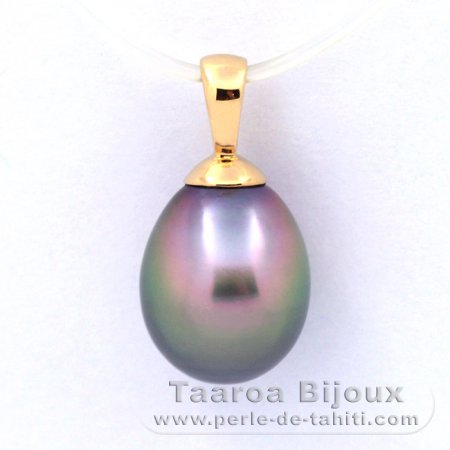 18K solid Gold Pendant and 1 Tahitian Pearl Semi-Baroque A 8.7 mm
