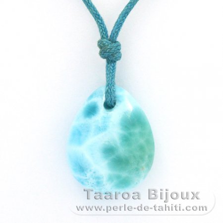 Cotton Necklace and 1 Larimar - 17 x 14 x 6.9 mm - 2.7 gr