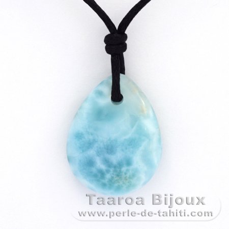 Cotton Necklace and 1 Larimar - 20 x 16 x 5.8 mm - 3.1 gr