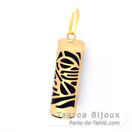 18K Gold Pendant and Black Agate - 21 mm - Piroguier