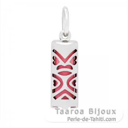 Silver and Pink Agate Tiki - 15 mm - Luck