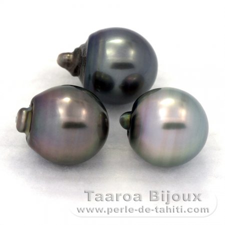 3stk Grand echtversilberte relief Perles M 12mm- Handmade Balles-env 