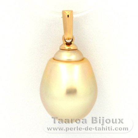 18K solid Gold Pendant and 1 Australian Pearl Baroque B 10.5 mm