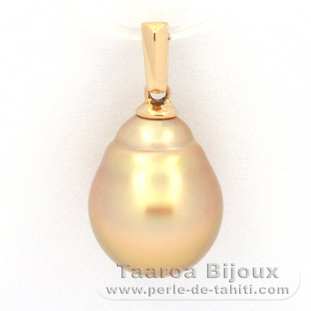 18K solid Gold Pendant and 1 Australian Pearl Ringed B 10.3 mm