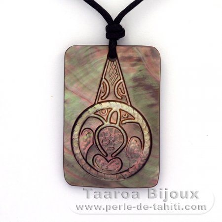 Mother-of-Pearl Pendant and Cotton Necklace
