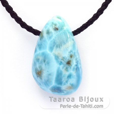 Cotton Necklace and 1 Larimar - 38 x 23 x 18 mm - 26.3 gr