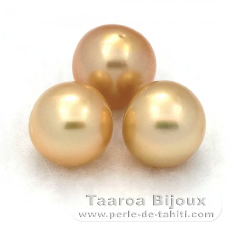 Lot of 3 Australian Pearls Near-Round C from 8.5 to 8.8 mm